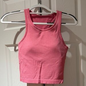 Lululemon Ebb to Street cropped racer back Pink Ribbed Tank Top